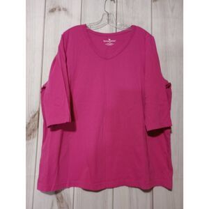Women Within 3/4 Sleeve V Neck T Shirt Top Plus Size‎ Casual Everyday
